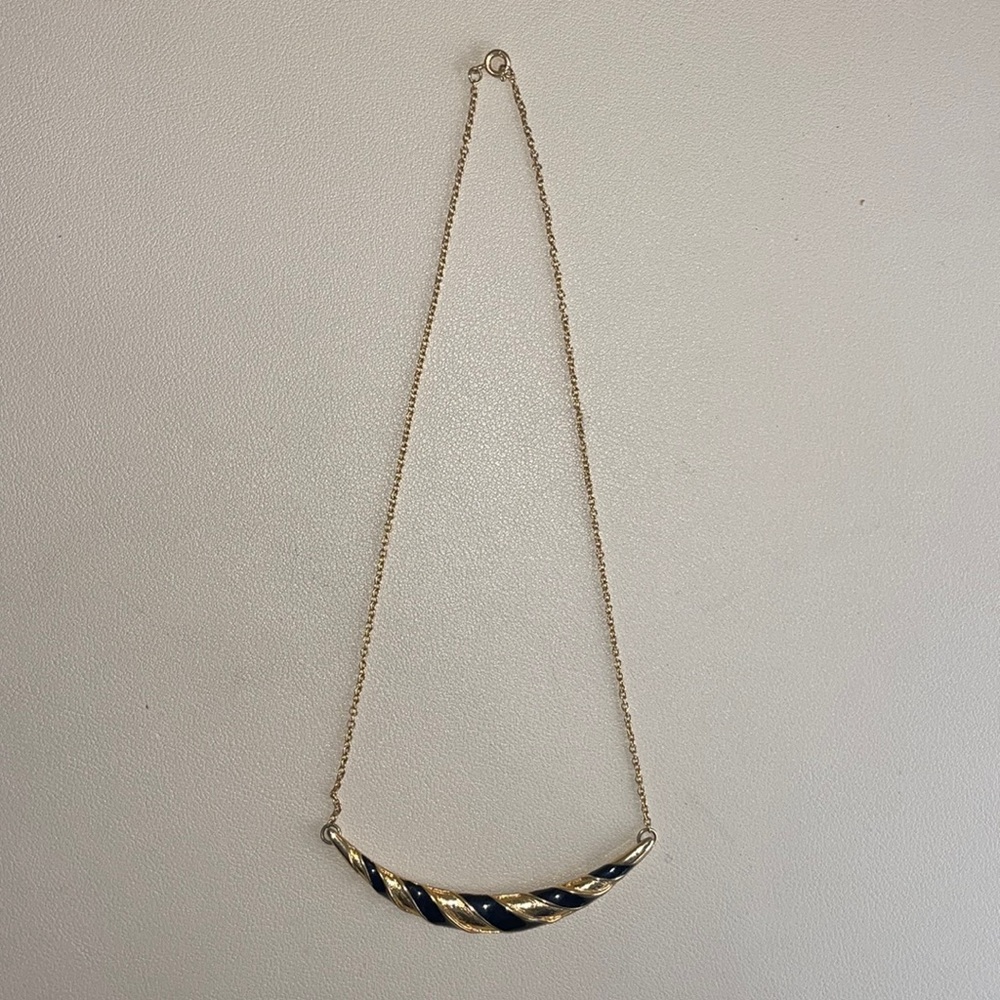 Gold and black bar pendant necklace
